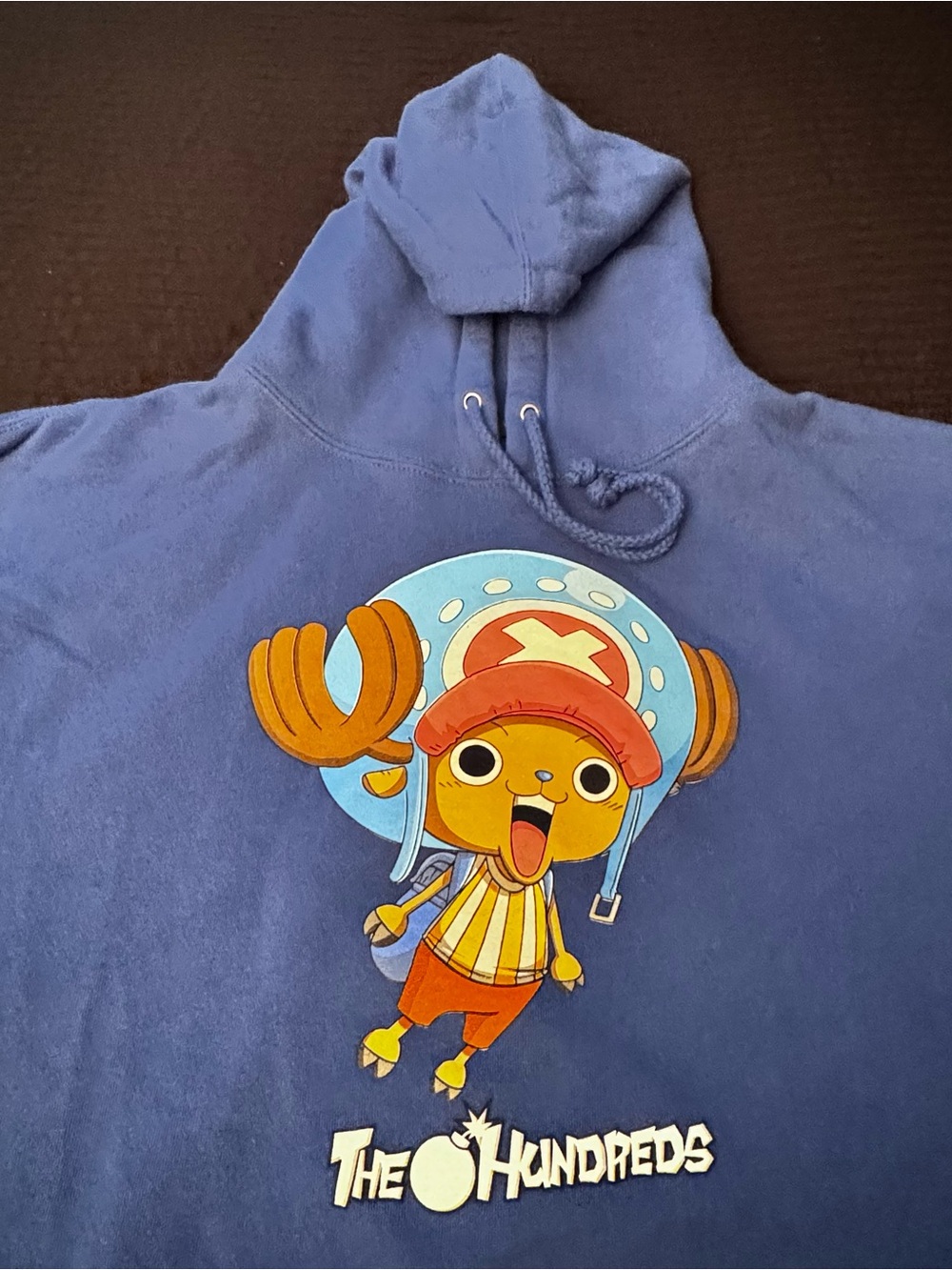 The Hundreds x One Piece colab Chopper Pullover Hoodie Size Large Blue Anime